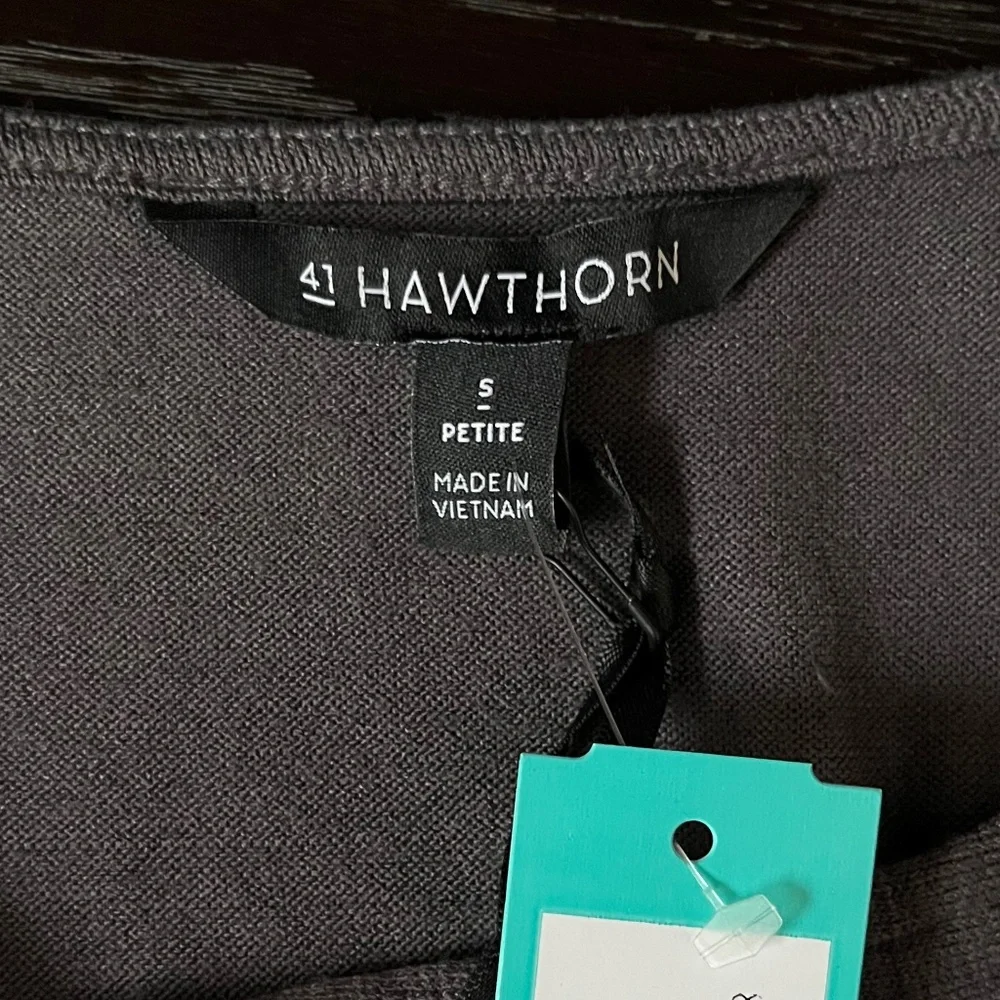 NWT 41 Hawthorn Women’s Rylee Twist Neck Knit Top – Dark Grey – Small Petite - Picture 5 of 8